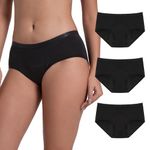 INNERSY Period Underwear for Women Bamboo Rayon Incontinence Panties Heavy Flow Absorbent Briefs 3 Pack(3Black,XX-Large)