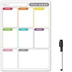 TMS A4 Magnetic Weekly Planner, Dry Wipe Fridge Calendar Whiteboard for Organising Daily Tasks, Meal Planning or Business Plans in Offices - with Dry Erase Marker Pen