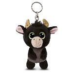 NICI 47662 Animal Original – Glubschis Bull Keyring Bubalu 9cm – Cuddly Toy Pendant for lanyards, Keychains & Key Holders – Bag Charm, Black