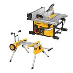 DEWALT 8-1/4 in. Compact Jobsite Table Saw (DWE7485) and DEWALT Table Saw Stand, Mobile/Rolling (DW7440RS)