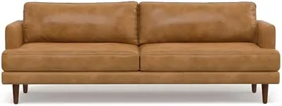 SIMPLIHOME Livingston Mid-Century Modern 90 Inch Wide Sofa in Sienna Full Grain Leather, Pure - Aniline Leather, For the Living Room and Family Room