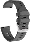 Zitel Satin Silicone Bands Compatible With Garmin Forerunner 245/245 Music, Forerunner 645/645 Music, Forerunner 55/158, Vivoactive 3/4/4S, Venu Sq/Sq 2, Venu 2 Plus - 20Mm Straps (Gray)