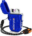 YESDEX Electric Plasma Lighter, Waterproof Flameless Electric Lighter-Dual Arc Plasma Beam Plasma Lighter Waterproof Windproof Electronic Dual Arc USB Rechargeable Flameless Lighter Fashion for Indoor and Outdoor Activities Blue