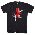 English Flag Distressed Lion T Shirt (Black, Mens - Medium)