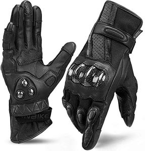 INBIKE Leather Motorcycle Gloves with Carbon Fiber Hard Knuckle Touch Screen for Women All Black Large