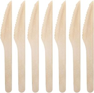 MATANA - 100% Natural Disposable Bamboo Wooden Knives 6.5" Inch (200 Pack) - Compostable Cutlery, Biodegradable Utensils for Garden Parties & Summer Events