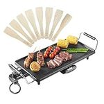 VonShef Teppanyaki Grill – Electric Grill with Non-Stick Plate, 2000W, Easy Clean, Adjustable Temperature Control, Oil Drip Tray & 8 Spatulas - for Meat, Vegetables & Fish – 43x23x10cm