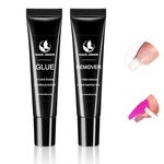 Newly Upgraded Nail Glue Gel and Quickly Nail Glue Remover Kit for Press On Nails Tips Super Strong Nail Glue For Nail Tips Quickly Nail Glue Easily Remove Nai Long Lasting Fake Acrylic Nails Kit Glue