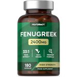 Fenugreek Capsules 2400mg | Fenugreek Seed Extract | 180 Vegan Powder Capsules | High Strength | by Horbaach