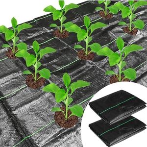 codree 2 Pcs Garden Weed Barrier Landscape Fabric with Planting Holes- 33 x 3.3 Ft Heavy-Duty Garden Weed Control Barrier- Weeds Block Gardening Mat with 16 Ground Nail for Outdoor Garden