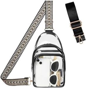 Heseadecor Clear Bag Stadium Approved Crossbody Sling Bag Fanny Pack Backpack Purse for Women Men for Sport Events