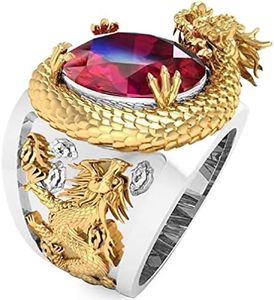Dragon Ring for Men, Punk Dragon Animal Ring Nordic Viking Dragon Head Ring Iced Out Dragon Ring Men’s Gold Dragon Ring Jewelry Gift Father's Day Accessories (12)