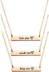 Ankiyabe Big Sister Middle Sister Little Sister Pendant Necklace Set 3 Sisters Necklace 3 Best Friends Necklace BFF Bestie Gifts (Big Mid Lil Sis-Rose Gold)