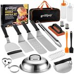 grilljoy Griddle Accessories Kit for Blackstone, Smash Burger Kit with Smash Burger Press, Basting Cover, Grill Spatula Set for Plancha Teppanyaki, 28 Flat Top Griddle Utensil Set, BBQ Gifts for Men