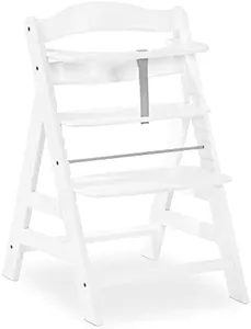 hauck Alpha+ Grow Along Solid Beechwood Highchair with Adjustable Seat, White