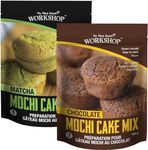 The Plant Based Workshop, Baking Cake Mix, Matcha Mochi and Chocolate Mochi, Vegan, Gluten Free, No Preservatives, Japanese Snack 2-pack (1 of each flavour)