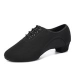 SWDZM Men&Women Ballroom Dance Shoes Lace-up Closed Toe Latin Modern Performance Dance Practice Teaching Shoes,Heel 1 1/3'',Black,9 US