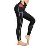 Gotoly Women Sauna Weight Loss Slimming Neoprene Pants with Side Pocket Hot Thermo Sweat Leggings Black