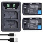 DuraPro 2X LP-E6 Battery + LED Built-in USB Charger with Type C Port for Canon LP-E6, LP-E6N and Canon EOS 5D Mark II/III, 5DS, 5DS R, 6D, 7D, 70D, 80D, XC10, Blackmagic 4K/6K Cameras