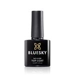 BLUESKY No Wipe Top Coat 10 ml, Clear Gel Nail Polish Top Coat for 21 Day Manicure, Professional, Salon and Home Use, Requires Curing Under LED UV Nail Lamp