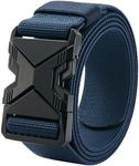 LionVII Tactical Belt, Elastic Stretch Military 1.5" Web Belt with Heavy Duty Quick Release Buckle for Waist Size Below 48" (Navy Blue)