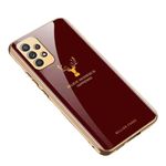 MILLION CASES® Back Cover Case for Samsung Galaxy S21 Ultra Shockproof Protective Electroplating Deer Pattern Glass Case(Wine)