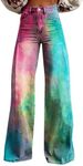 Flare Jeans for Women Vintage Wide Leg Boyfriend Baggy Stretchy High Waisted Trendy Denim Pants with Pockets Multi Large