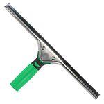 UNGER 79001 ErgoTec Window Squeegee 45cm - Rubber Squeegee Blade, Stainless Steel Channel & Rubber Grip Handle - Window Cleaning Equipment, Green