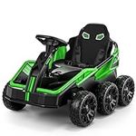 TEOAYEAH 24V Ride on Toys Car for Big Kids Ages 3-10, Powerful Electric Car w/4x75W Motors, 2WD/4WD Switch, Parent Remote, 6 Eva Wheels, 4 Shock Absorbers, Ideal Gift to Kids-X Pro Green