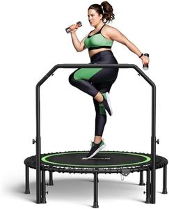 BCAN 450/550 LBS Foldable Mini Trampoline, 40"/48" Fitness Trampoline with Bungees, U Shape Adjustable Foam Handle, Stable & Quiet Exercise Rebounder for Kids Adults Indoor/Garden Workout