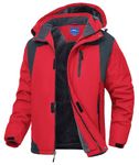 Zoofly Men's Waterproof Ski Coat Mountain Snowboarding Fleece Liner Jacket Windproof Winter Warm Raincoat with Hooded Red L