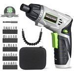 PHALANX Cordless Power Screwdriver, 4V Electric Screwdriver Rechargeable Set with 17+1 Torque Settings & Flashlight, Max 5N.m, Power Screwdriver with 30 Pcs Bits, Small Screw Gun for Furniture/Desktop