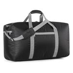 65L Foldable Duffel Bag Lightweight for Travel, Camping, Sport, Weekend Water & Tear Resistant - Black