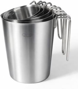 Newness 5 Pack Stainless Steel Measuring Cups Set (3 Marking Including Cup/ML/Oz Scale)(2, 3, 4, 6 & 8 Cup) Metal Measuring Cup with Handle For Prepping, Baking and Cooking, Dishwasher, Microwave Safe