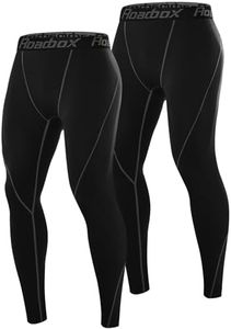 Roadbox 2 Pack Men's Compression Pants, Athletic Running Tights Workout Leggings, Quick Dry Base Layer for Gym Football Yoga