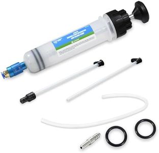 SMOTIVEPRO 200ml Oil Pump Extractor with Lock Switch, Dripless Oil Suction Pump with with 3 Long Rubber Hose, Manual Oil Suction Syringe
