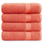 Bath Sheets Bathroom Towel Set- 4 Pack 100% Cotton Extra Large Bath Towels, Oversized Bath Towels, Luxury Bath Towels Large Bathroom, Bath Towel Sets for Bathroom, 35x66 - Living Coral