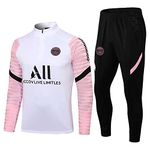 JIEAGY Paris Jersey Tracksuit Training Long Sleeve Jacket Spring and Autumn Jacket Tracksuit Soccer Uniform Custom PSG Men Women(M-Medium,White Pink)