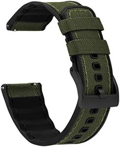 18mm Army Green - BARTON Cordura Fabric and Silicone Hybrid Watch Bands with Integrated quick release spring bars- Cordura Fabric and Silicone- Black PVD Hardware