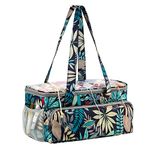 Coopay Knitting Bag, Knitting Bags and Knitting Organizers, Crochet Project Bag for Traveling, Craft Tote Bag Embroidery, Yarn Storage Wool Holder Pockets, Rainforest