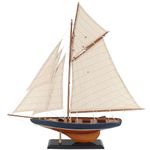 NAUTIMALL 25" Wooden Sailboat Model Columbia America's Cup Ship Nautical Yacht Vintage Rustic Home Decor (Vintage Blue)