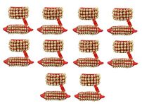 UAPAN Brass Ghungroo Bells I 4 Line Pad, Red, 10 Pair I Ideal For Classical Kathak Dance