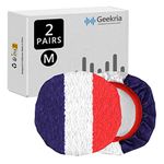 Geekria 2 Pairs Flex Fabric World Cup Headphones Ear Covers/Washable & Stretchable Sanitary Earcup Protectors for Over-Ear Headset Ear Pads, Sweat Cover for Gym, Gaming (M/French Flag)