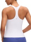 CRZ YOGA Butterluxe Workout Tank Tops for Women Built in Shelf Bras Padded - Racerback Athletic Spandex Yoga Camisole White Small