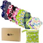 ZCOINS 11 Pieces Mix Size Reusable Menstrual Napkins Pads for Light Medium Heavy Flow and Night Cloth Pad with Wet Bag