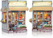 Foyucool DIY Book Nook Kit, Miniature Dollhouse Bookshelf Insert with Light, Laser-Cut Wooden Craft Set for Adults, Perfect for Teens and Adults, Beach Bar