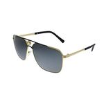 Versace VE 2238 143687 Gold/Matte Black Metal Rectangle Sunglasses Grey Lens, Gold/Matte Black, 61-13-140