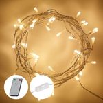 Lights4fun Indoor Fairy Lights with 50 Warm White LEDs on 4m of Clear Cable Plug in Rocker Switch