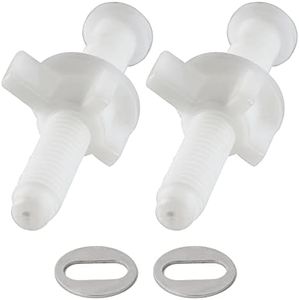 iFealClear Universal Toilet Seat Hinge Bolt Screw Compatible with Kohler, Bemis, American Standard, TOTO Toilet, White Plastic Bolts and Nuts with Stainless Steel Washers, 2 Pack