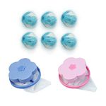 6Pcs Blue Color Pet(Dogs&Cats) Hair Remover for Laundry Which Reusable Lint Remover Washing Balls for Laundry with Plum Washing Machine Hair Filter Cleaning Mesh Bag